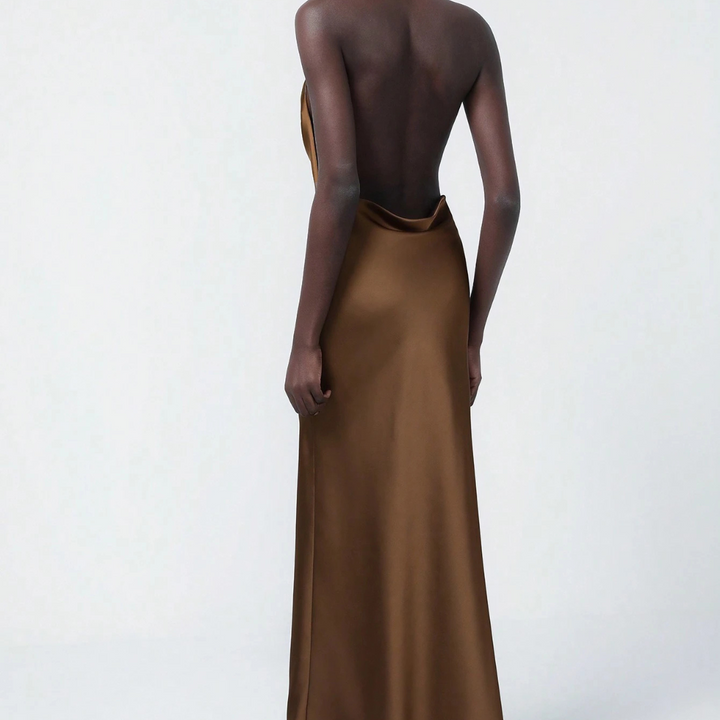 Ariella - Satin deep-cut backless dress