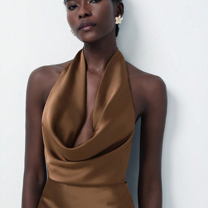 Ariella - Satin deep-cut backless dress