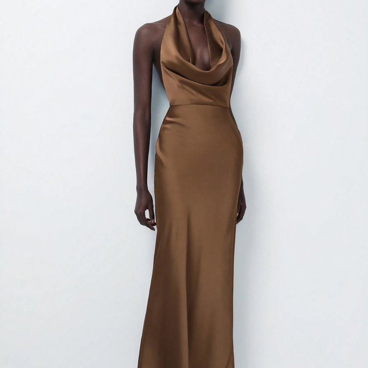 Ariella - Satin deep-cut backless dress