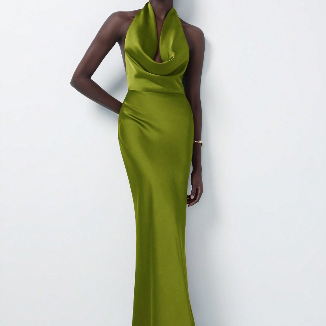 Ariella - Satin deep-cut backless dress