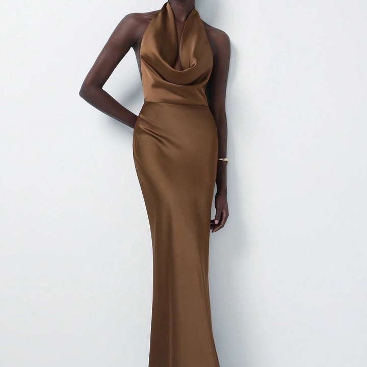 Ariella - Satin deep-cut backless dress