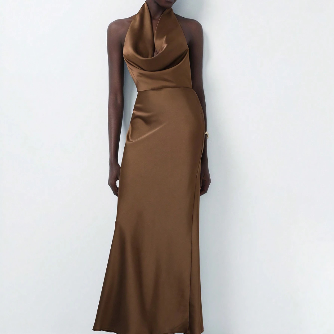 Ariella - Satin deep-cut backless dress