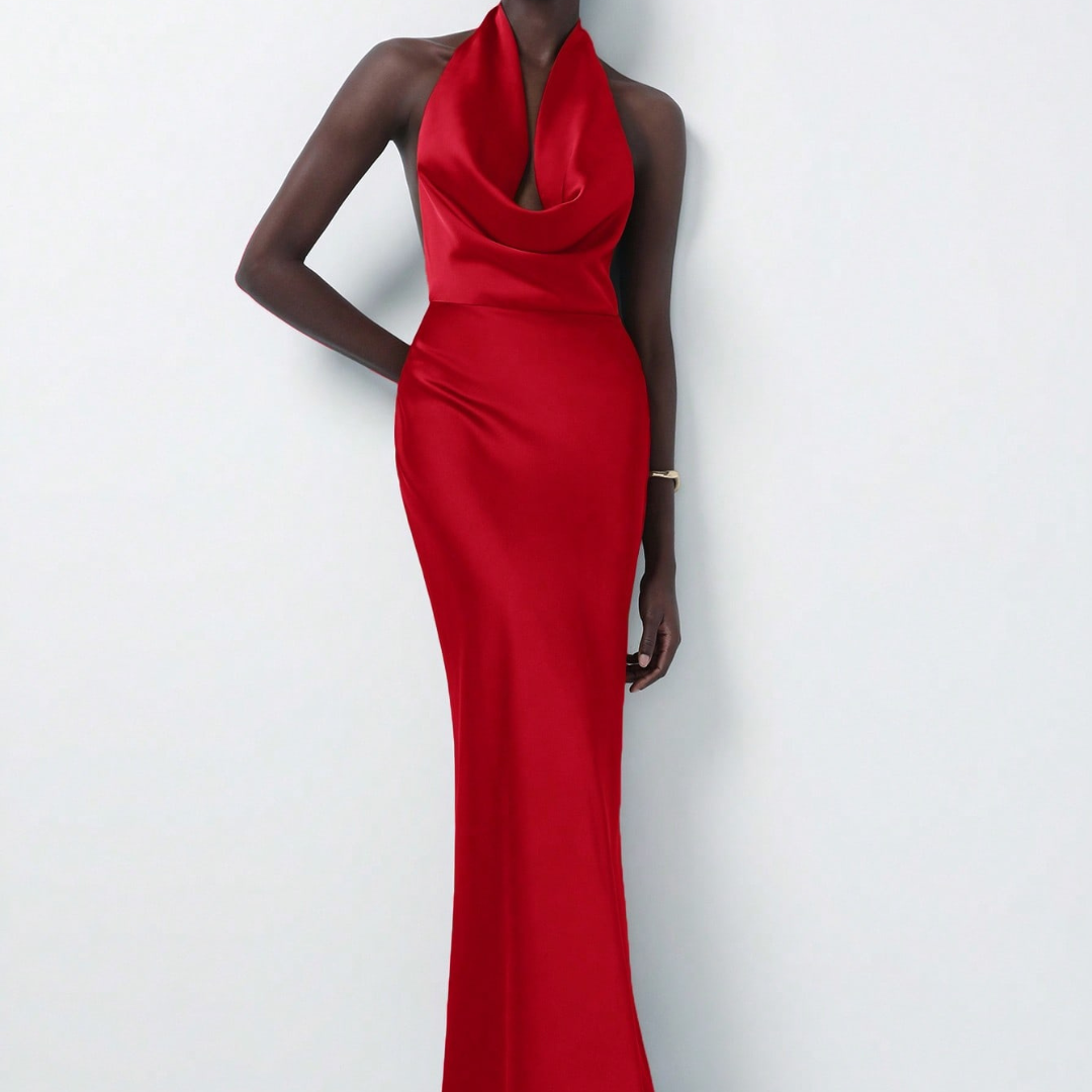 Ariella - Satin deep-cut backless dress