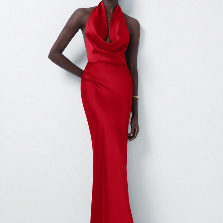 Ariella - Satin deep-cut backless dress